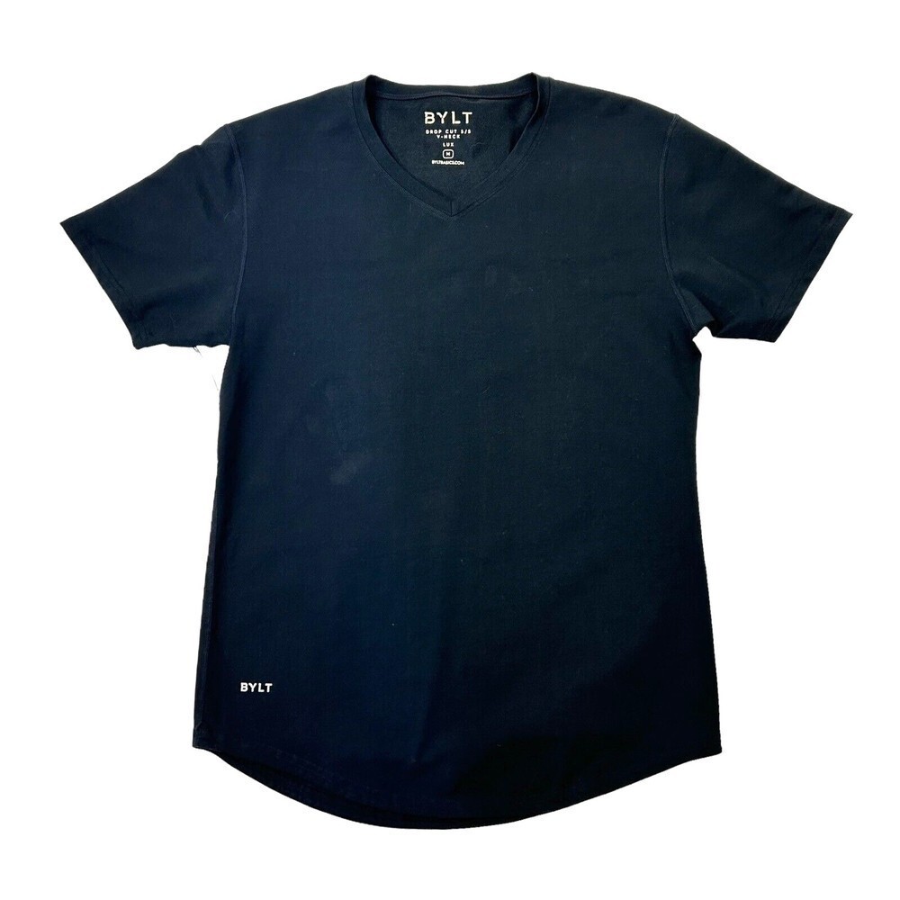 BYLT Lux Shirt Mens Medium Blac Drop Cut Short Sleeve Performance Wear L Stretch